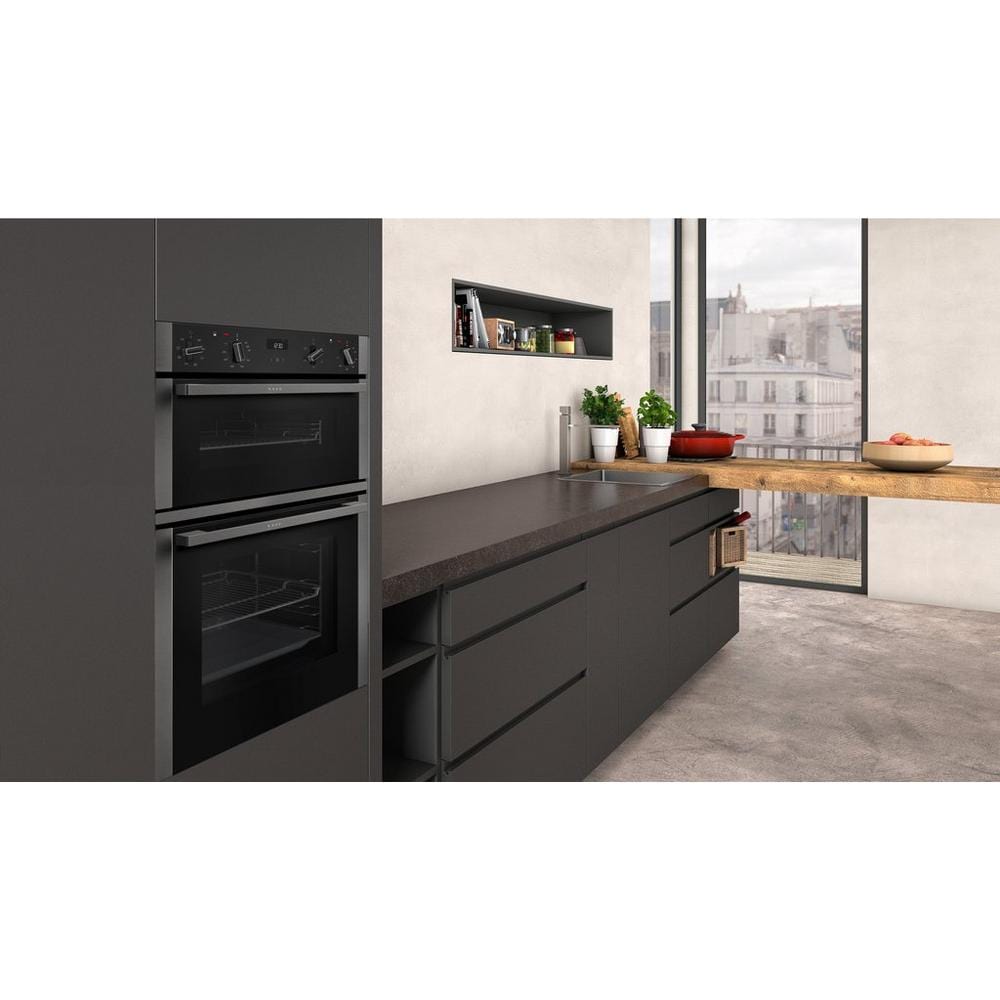 Neff U1ACE2HG0B 59.4cm Built In Electric Double Oven Black with Graphite Trim | Atlantic Electrics - 39478294413535 