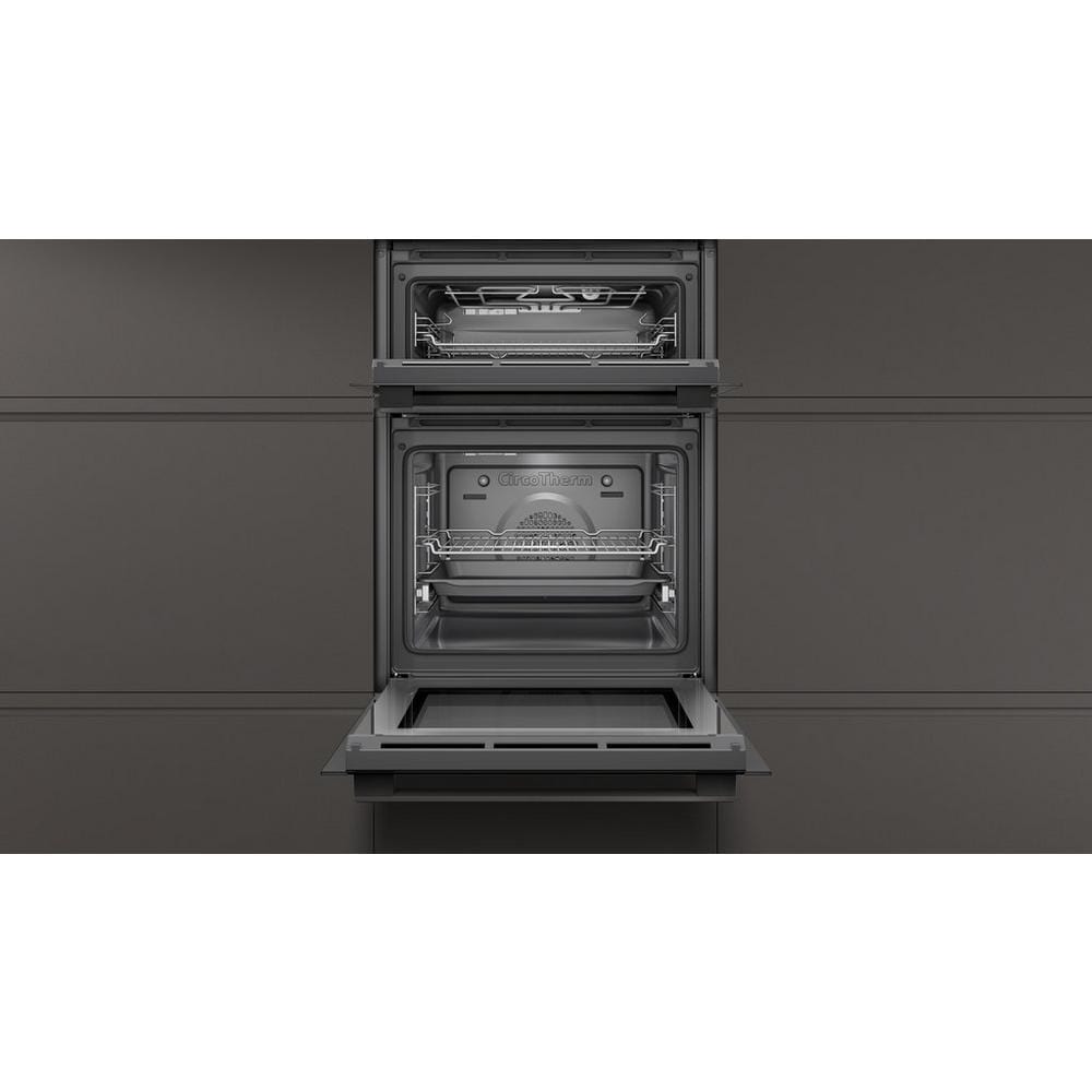 Neff U1ACE2HG0B 59.4cm Built In Electric Double Oven Black with Graphite Trim | Atlantic Electrics - 39478294151391 