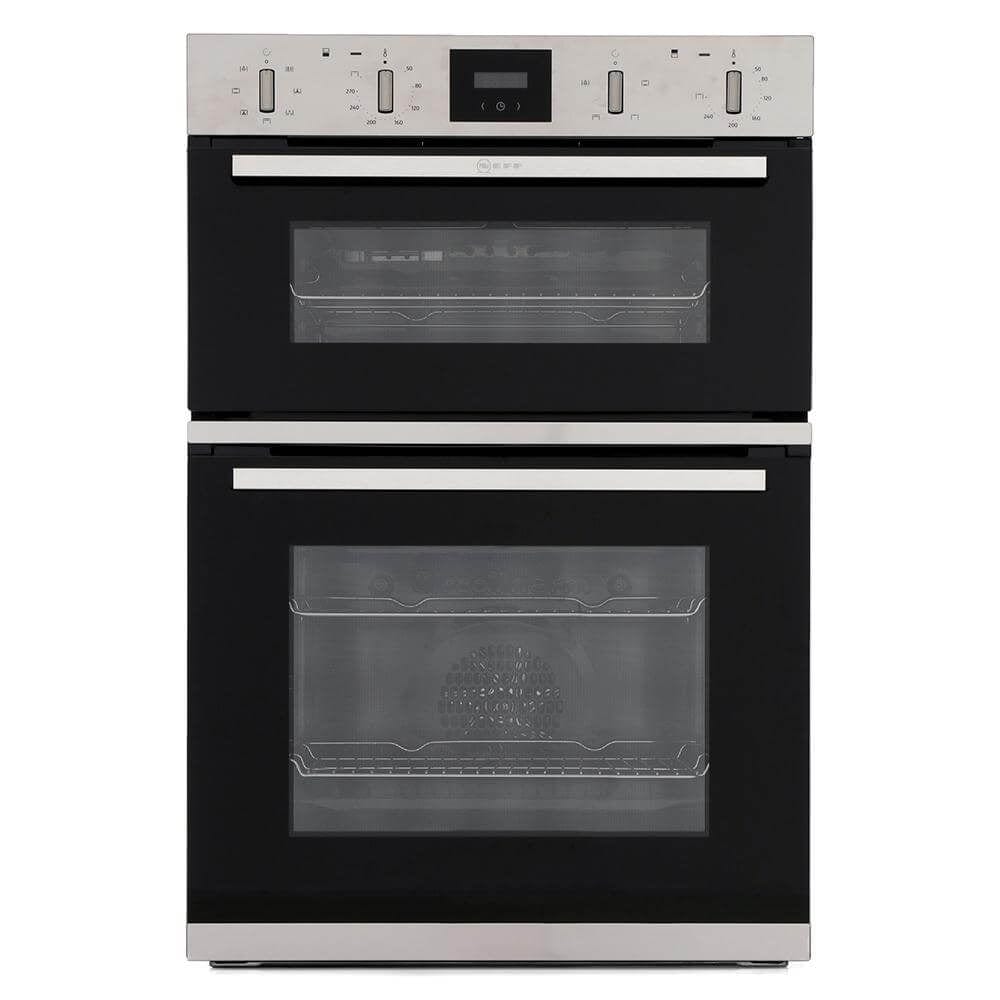 Neff U1GCC0AN0B Built In Electric Double Oven - Black & Steel - Atlantic Electrics - 39478296150239 