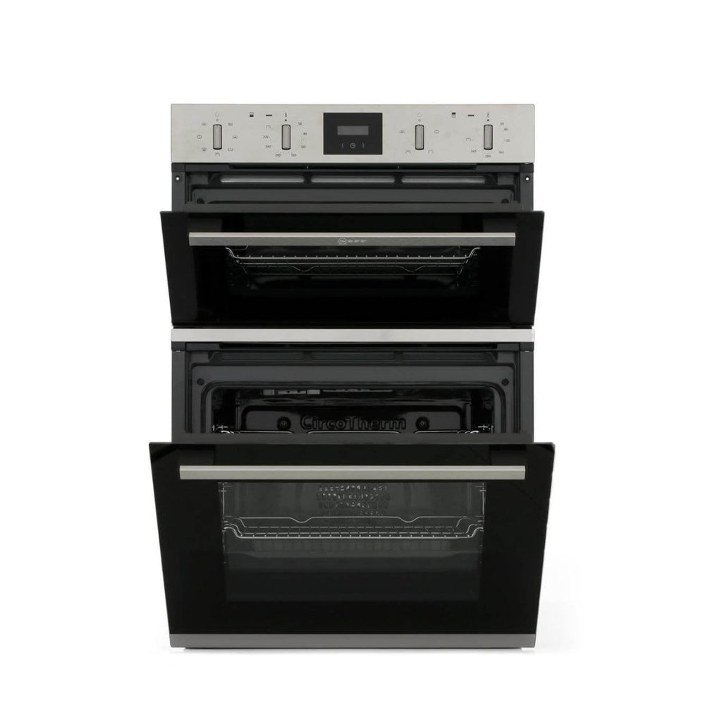 Neff U1GCC0AN0B Built In Electric Double Oven - Black & Steel - Atlantic Electrics - 39478296248543 