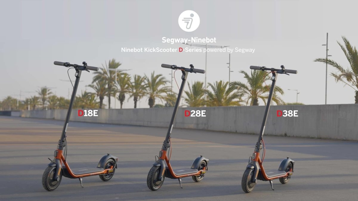 Ninebot D18E Kickscooter Powered by Segway, Electric Folding, 10-inch Air Tyres, 15.5mph - Black & Red | Atlantic Electrics