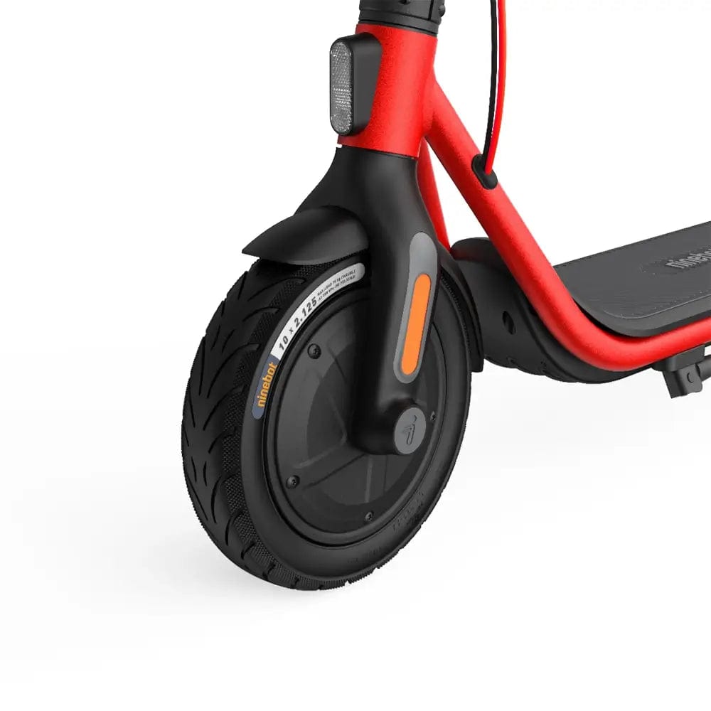 Ninebot D38E Kickscooter Powered by Segway, Electric Folding, 10-inch Air Tyres, 15.5mph - Black & Red | Atlantic Electrics