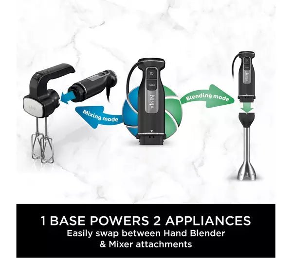 Ninja Foodi 2-in-1 CI090UK Hand Blender & Mixer, Silver/Black | Atlantic Electrics