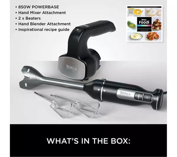 Ninja Foodi 2-in-1 CI090UK Hand Blender & Mixer, Silver/Black | Atlantic Electrics