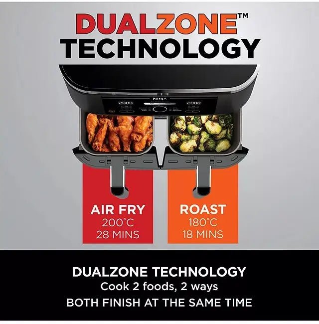 Ninja Foodi MAX AF451UK Dual Zone 9.5 Litre Smart Cook Air Fryer - Black | Atlantic Electrics - 40528735207647 