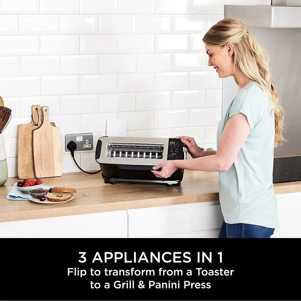 Ninja Foodi ST200UK 3-in-1 2-Slice Toaster, Grill and Panini Press - Black | Atlantic Electrics - 39478300541151 