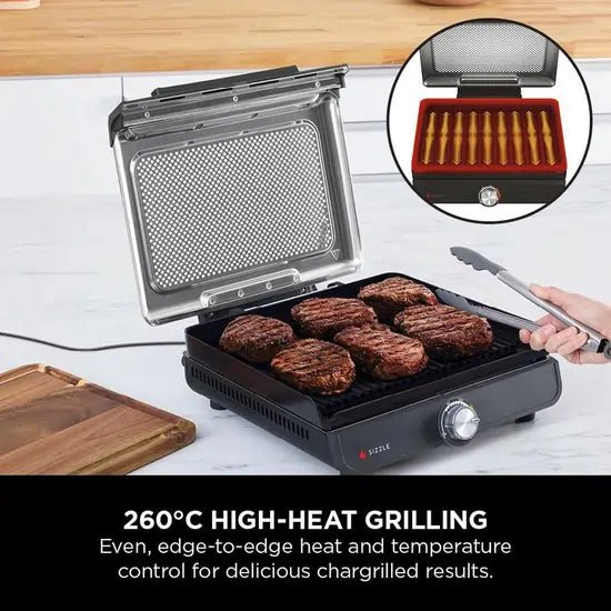 Ninja GR101UK Sizzle Grill & Flat Plate - Black | Atlantic Electrics - 41385517482207 