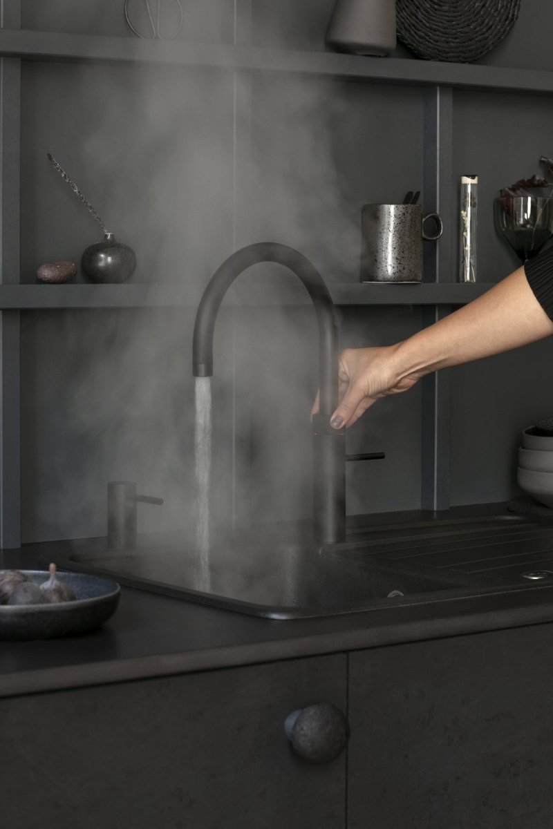 Quooker Fusion Round COMBI 2.2 Black 3 in 1 Boiling Water Tap with 7 Liters Tank | Atlantic Electrics