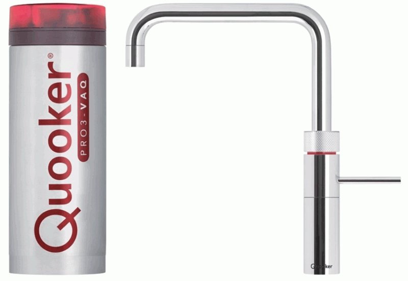 Quooker Fusion Square PRO3 Chrome 3 in 1 Boiling Water Tap with 3 Liters Tank | Atlantic Electrics - 41484420022495 