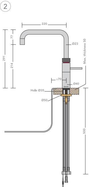 Quooker Fusion Square PRO3 Chrome 3 in 1 Boiling Water Tap with 3 Liters Tank | Atlantic Electrics - 41477792989407 