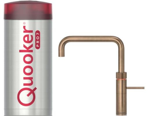 Quooker Fusion Square PRO7 Patinated Brass 3 in 1 Boiling Water Tap with 7 Liters Tank | Atlantic Electrics