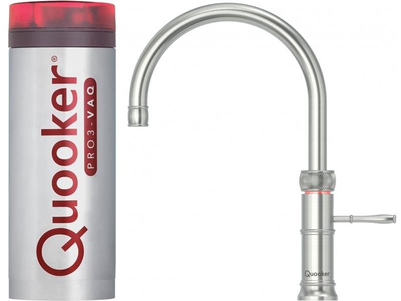 Quooker Classic Fusion Round PRO3 Stainless Steel 3 in 1 Boiling Water Tap with 3 Liters Tank | Atlantic Electrics
