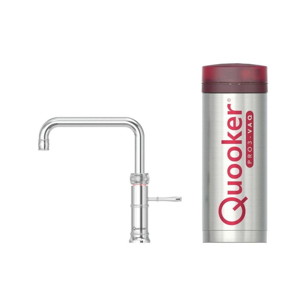 Quooker Classic Fusion Square PRO3 Chrome 3 in 1 Boiling Water Tap with 3 Liters Tank | Atlantic Electrics - 41477793054943 