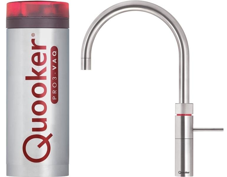 Quooker Fusion Round PRO3 Stainless Steel 3 in 1 Boiling Water Tap with ...
