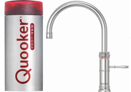 Quooker Classic Fusion Round PRO7 Stainless Steel 3 in 1 Boiling Water Tap with 7 Liters Tank | Atlantic Electrics