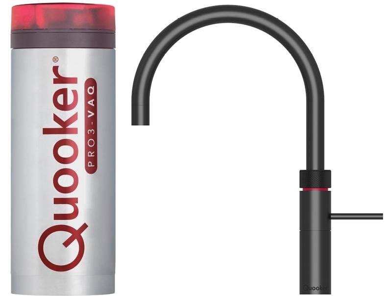 Quooker Fusion Round PRO3 Black 3 in 1 Boiling Water Tap with 3 Liters Tank | Atlantic Electrics - 41617648812255 