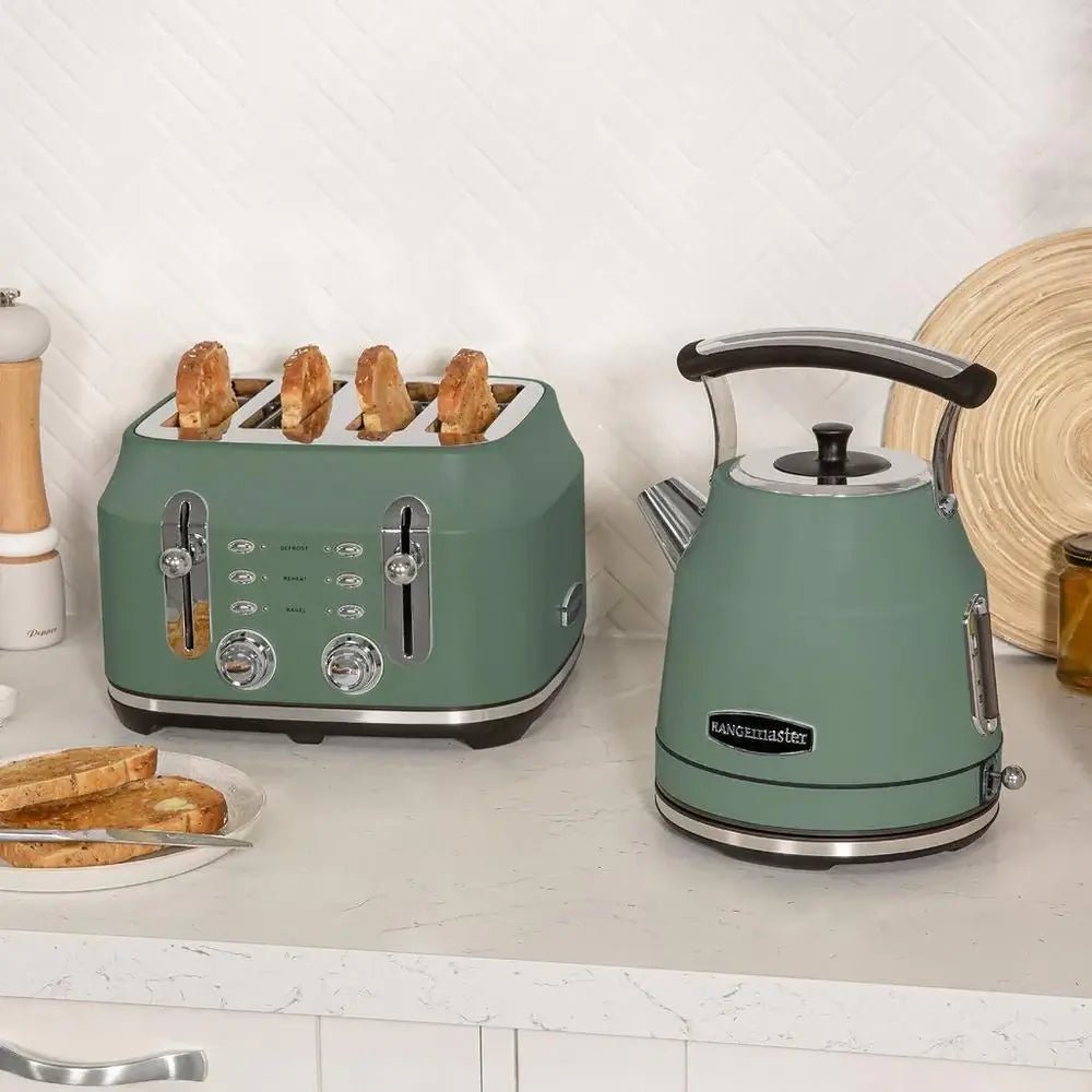 Rangemaster RMCL4S201MG 2100W 4 Slice Toaster - Mineral Green | Atlantic Electrics - 41410573533407 