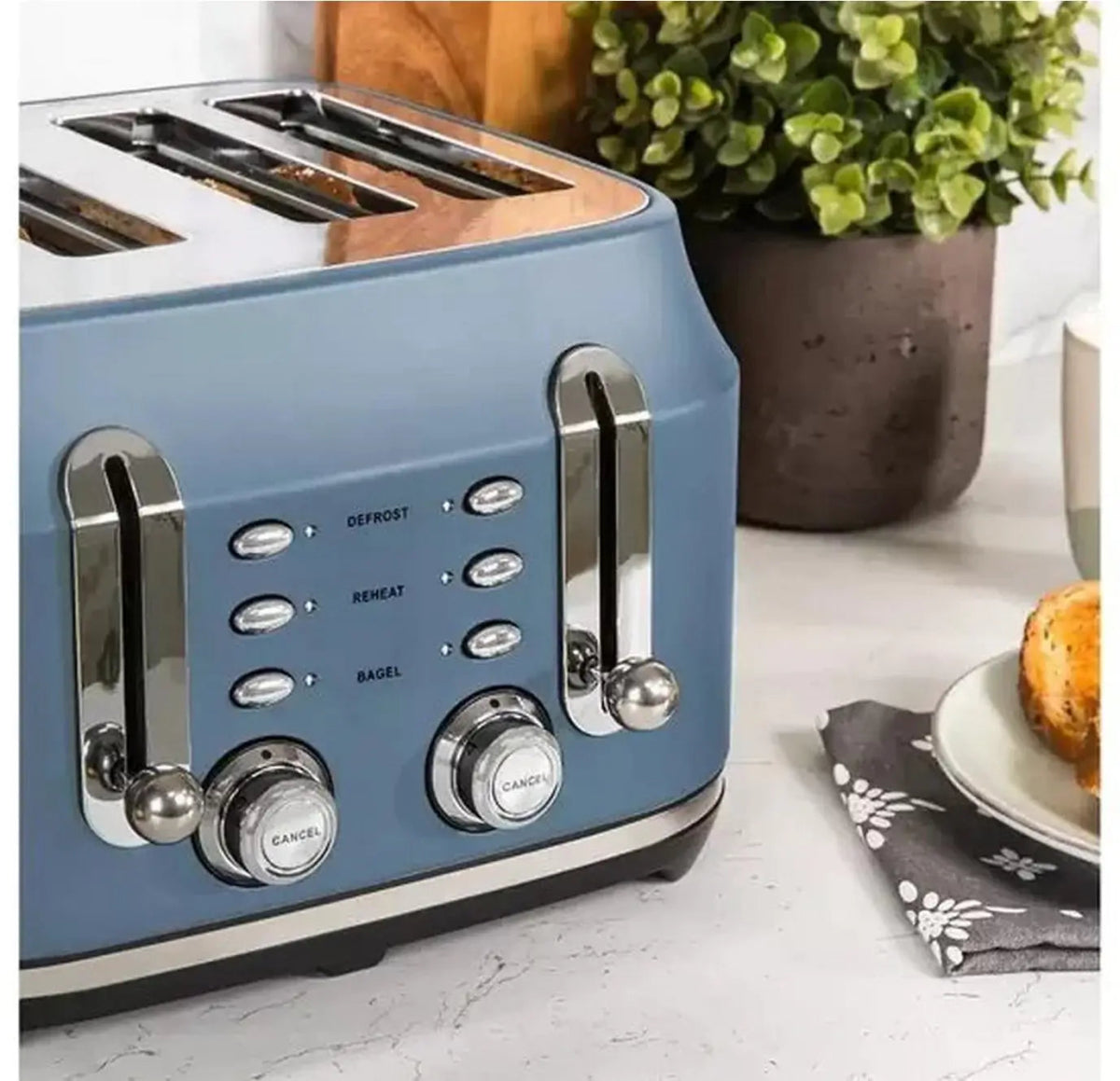 Rangemaster RMCL4S201SB 4 Slice Toaster - Stone Blue | Atlantic Electrics