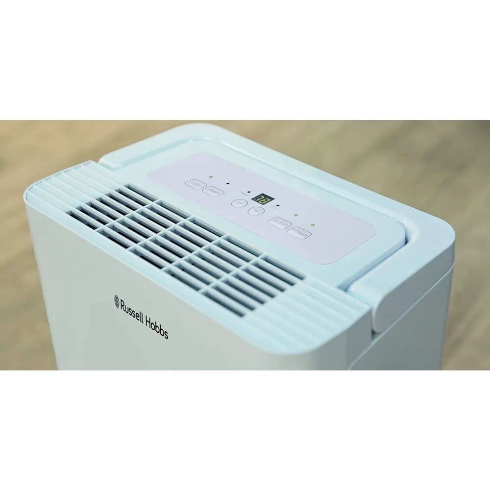 RUSSELL HOBBS RHDH1001 Portable Dehumidifier 10L up to 30m2 in size - Black & White - Atlantic Electrics - 40626299175135 