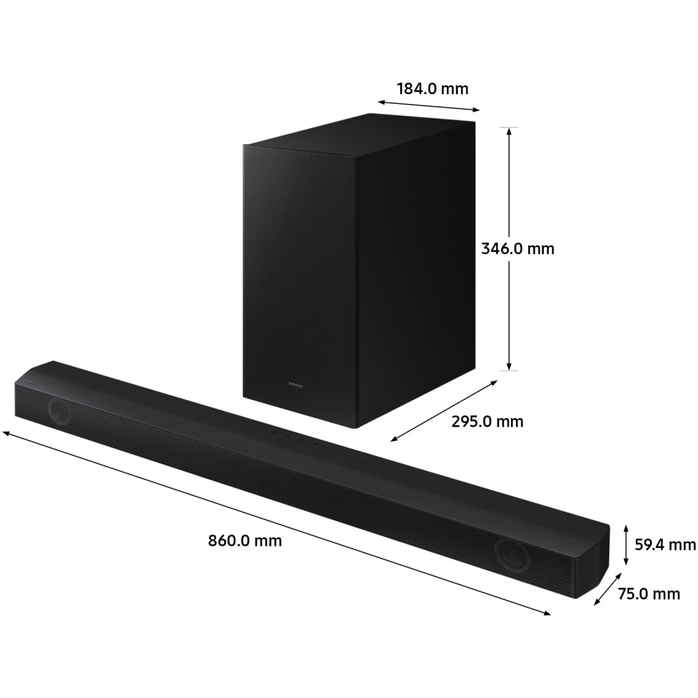 Samsung HW-B530 2.1ch B530 Soundbar with Wireless Subwoofer Black | Atlantic Electrics - 40917096890591 