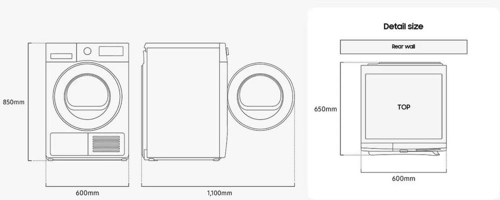 Samsung DV90CGC0A0AB 9Kg Heat Pump Tumble Dryer OptimalDry™ Wifi Connected - Black | Atlantic Electrics - 41590368338143 