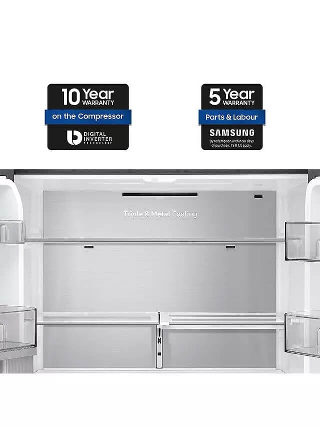 Samsung RF65A977FB1 Plumbed Family Hub Freestanding 60-40 American Fridge Freezer, Black | Atlantic Electrics
