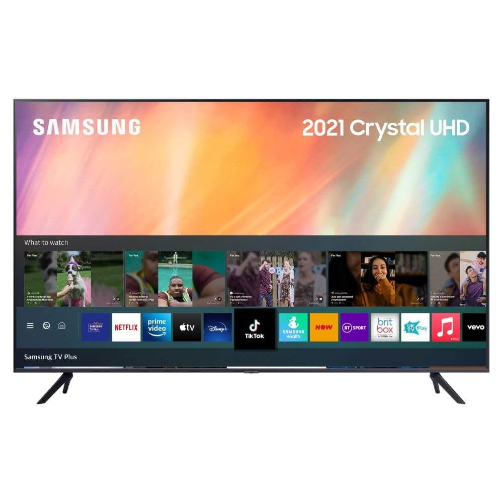 Samsung UE43AU7100 (2021) HDR 4K Ultra HD Smart TV, 43 inch with TVPlus, Black - Atlantic Electrics - 39478388621535 