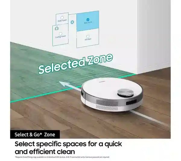 SAMSUNG Jet Bot+ VR30T85513W/EU Robot Vacuum Cleaner with built-in Clean Station - Misty White | Atlantic Electrics - 40492854837471 