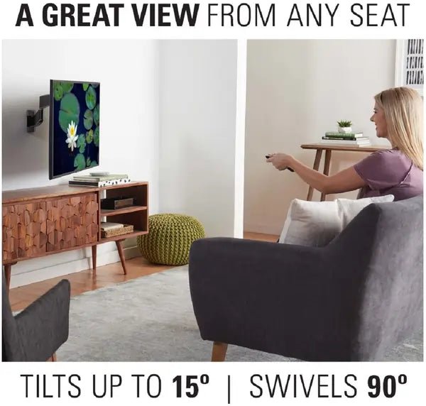 Sanus VSF716B2 Premium Full Motion TV Wall Mount for 19"-43" TVs, Swivel 90° / -90° - Black | Atlantic Electrics - 40157549101279 