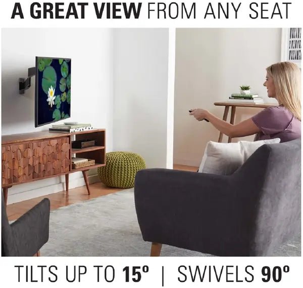 Sanus VSF716B2 Premium Full Motion TV Wall Mount for 19"-43" TVs, Swivel 90° / -90° - Black | Atlantic Electrics