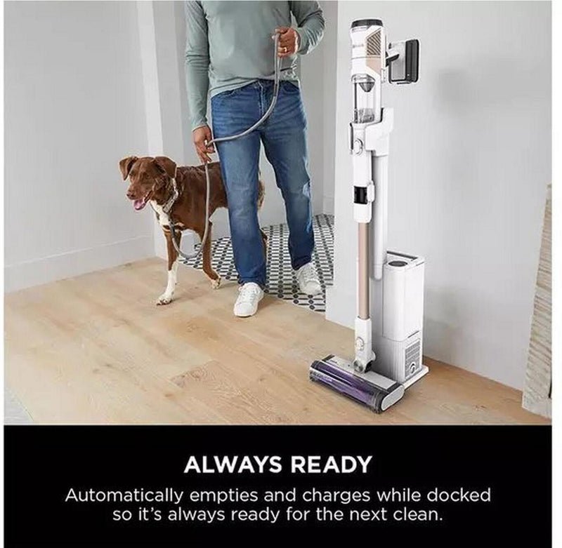 Shark IW3611UKT Detect Pro Auto-Empty System Pet Cordless Vacuum Cleaner, White/Brass | Atlantic Electrics