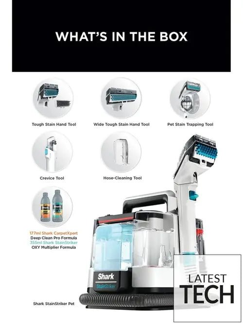 Shark PX200UKT StainStriker Pet Stain & Spot Cleaner - Rotator White | Atlantic Electrics - 40528744480991 