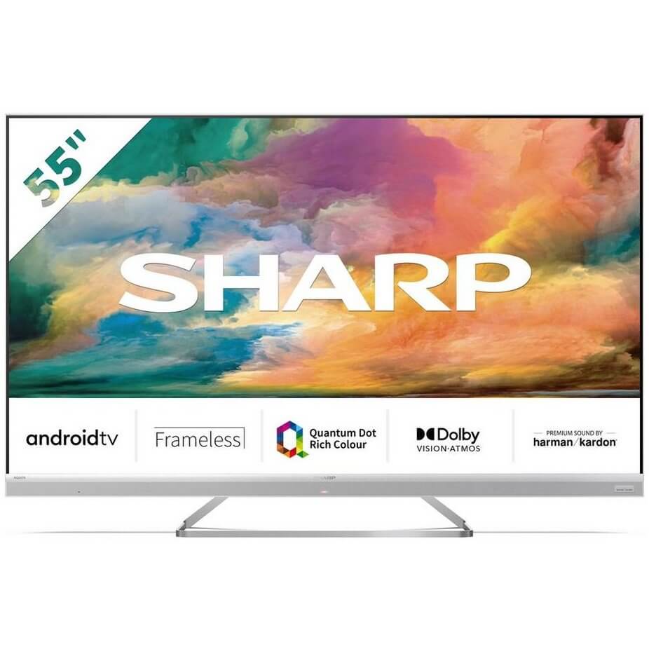 Sharp 4TC55EQ4KM2AG 55" 4K UHD Frameless Quantum Dot Android TV - Atlantic Electrics - 39478414409951 