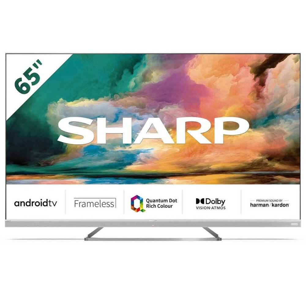 Sharp 4TC65EQ4KM2AGG 65" 4K UHD Frameless Quantum Dot Android TV - Atlantic Electrics - 39478415720671 