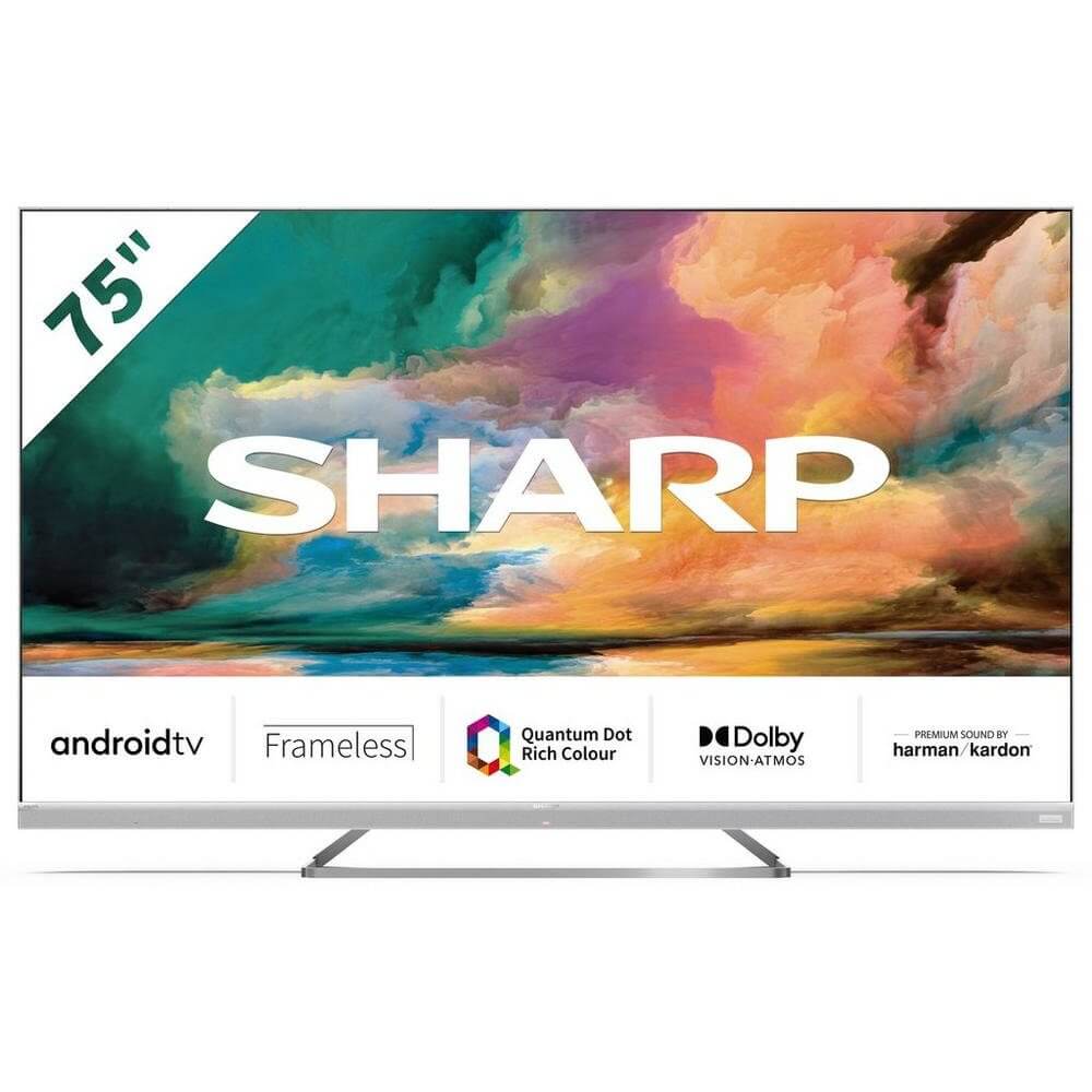 Sharp 4TC75EQ4KM2AG 75" 4K UHD Frameless Quantum Dot Android TV | Atlantic Electrics - 39478414868703 