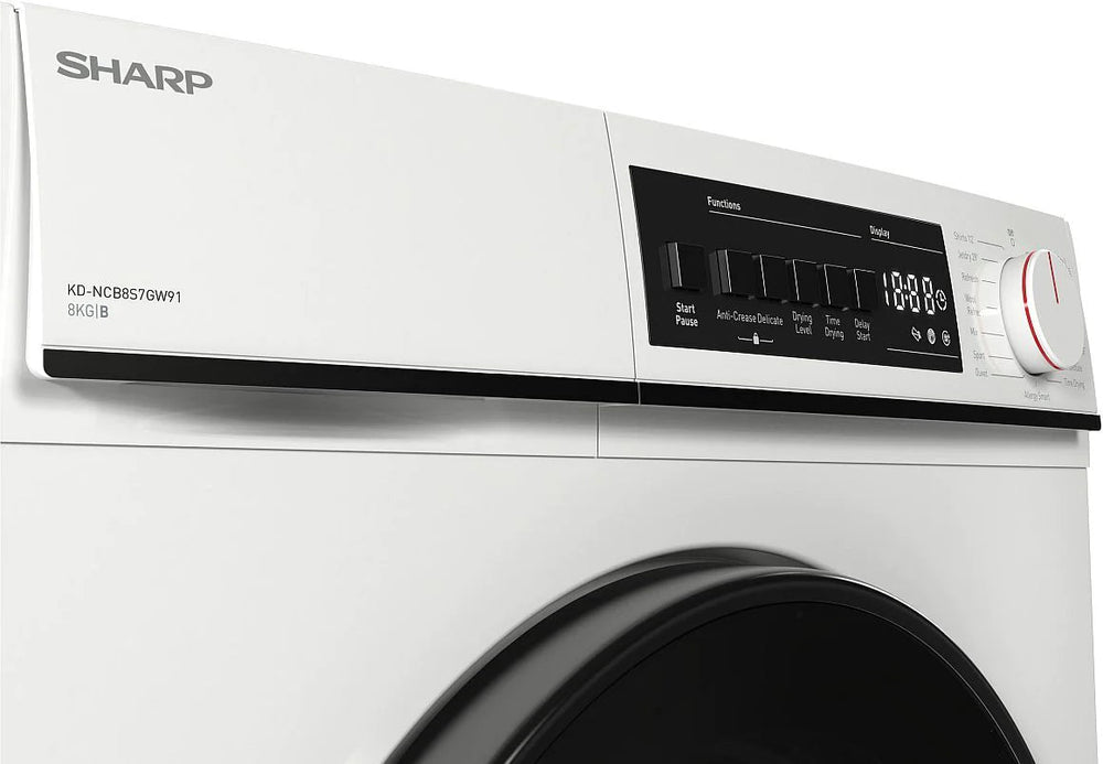 Sharp KDNCB8S7GW91 8Kg Condenser Tumble Dryer - White | Atlantic Electrics - 41449543074015 