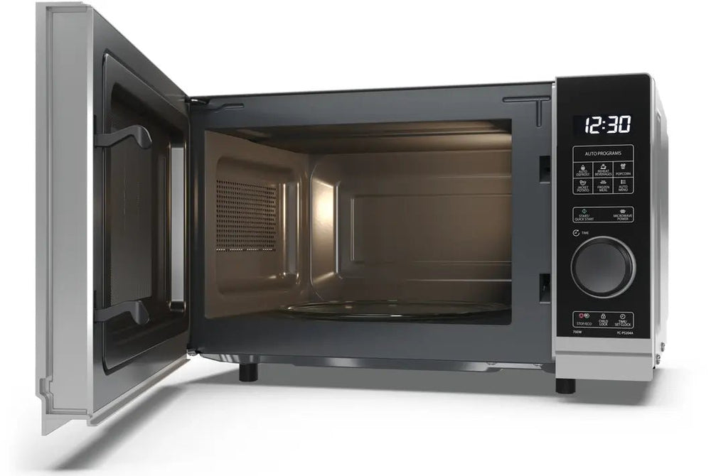 SHARP YCPS204AUS 20L 700W Microwave Oven - Black/Silver | 10 Power Levels, 8 Cook Programmes, Semi Digital Control - Atlantic Electrics - 40157548642527 