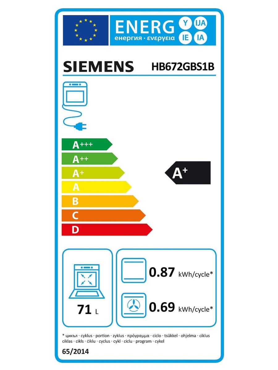 Siemens HB672GBS1B Built-In Single Oven, Stainless Steel | Atlantic Electrics - 39478422733023 