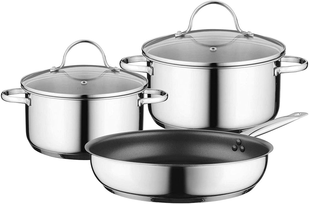 Siemens HZ9SE030 3 Piece Induction Pan Set (2 x Saucepans With Glass Lids and 1 x Frying Pan) | Atlantic Electrics - 39478422339807 