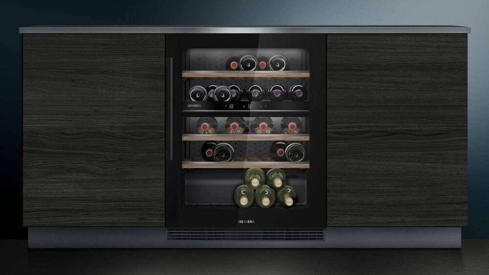 Siemens KU21WAHG0G 60cm Undercounter Dual Zone Built In Wine Cooler Black - Holds 44 bottles of wine | Atlantic Electrics - 39478428270815 