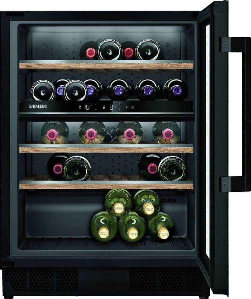 Siemens KU21WAHG0G 60cm Undercounter Dual Zone Built In Wine Cooler Black - Holds 44 bottles of wine | Atlantic Electrics - 39478428205279 