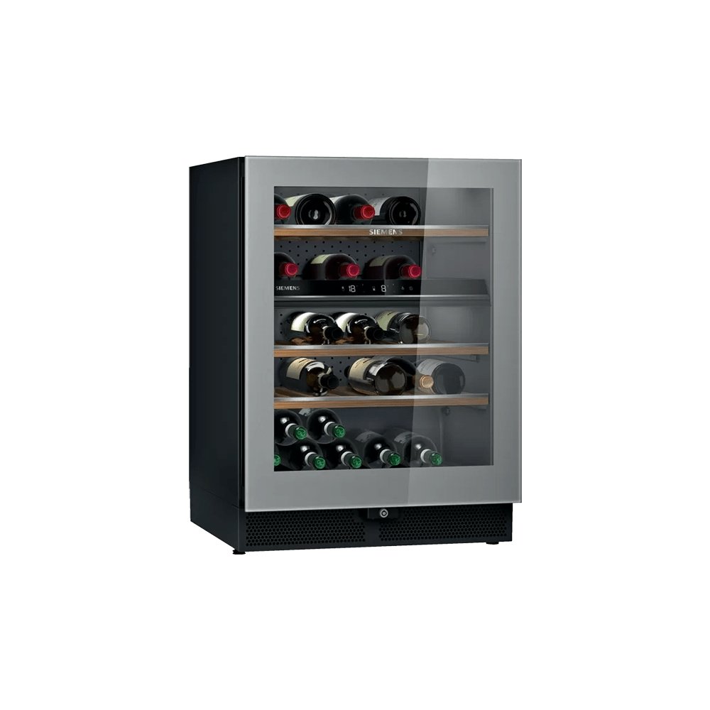 Siemens KW16KATGAG iQ500 Wine Cooler with Glass Door, 60cm Wide - Black with Stainless Steel Door | Atlantic Electrics - 39478427680991 