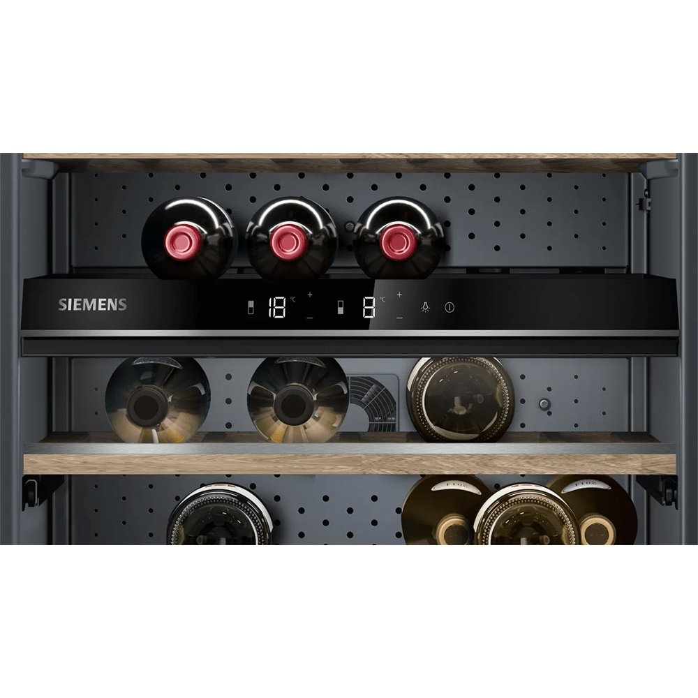 Siemens KW16KATGAG iQ500 Wine Cooler with Glass Door, 60cm Wide - Black with Stainless Steel Door | Atlantic Electrics