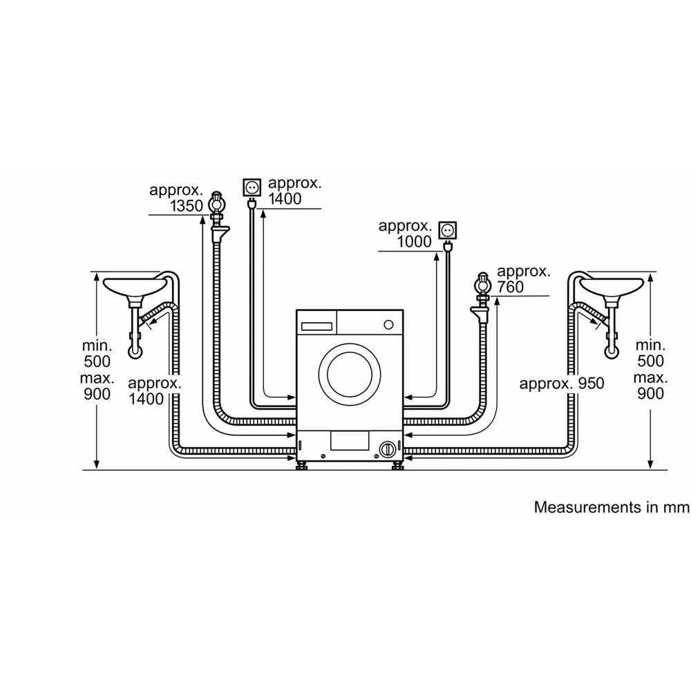 SIEMENS WK14D322GB iQ300 52 Litre 7+4Kg Integrated Washer Dryer, 59.5cm Wide - White | Atlantic Electrics