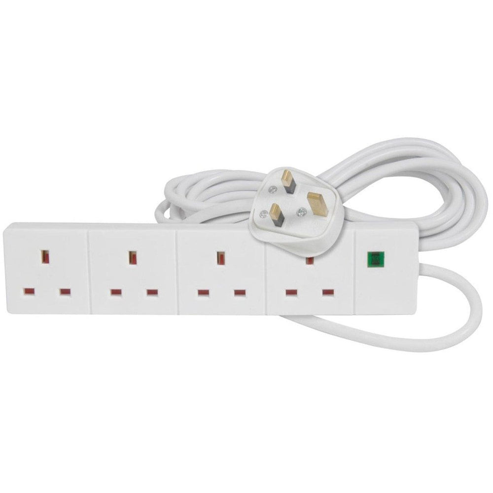 Skytronics 429845 4-Gang 5 Metre Surge Protected Extension Lead - White | Atlantic Electrics - 39478428532959 