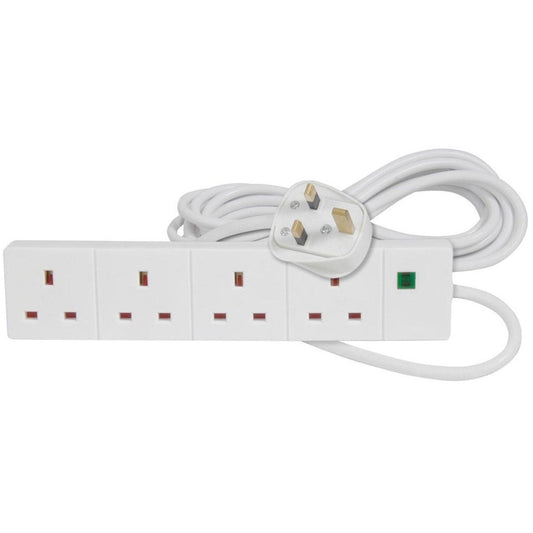 Skytronics 429845 4-Gang 5 Metre Surge Protected Extension Lead - White | Atlantic Electrics