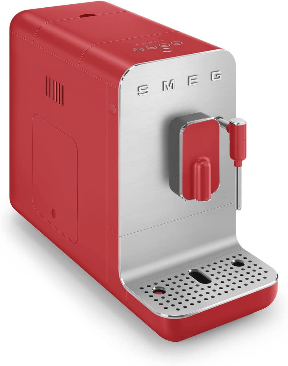 Smeg BCC02RDMUK Retro Bean to Cup Coffee Machine With Steam Wand - Red | Atlantic Electrics - 39478430236895 