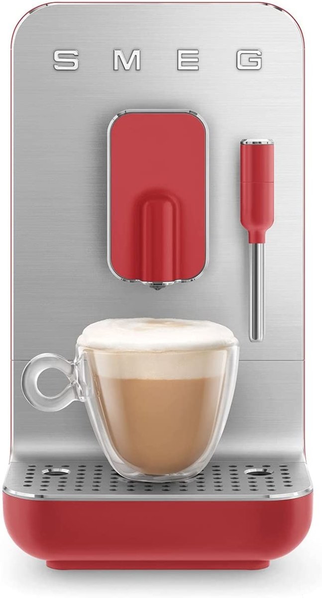 Smeg BCC02RDMUK Retro Bean to Cup Coffee Machine With Steam Wand - Red | Atlantic Electrics - 39478430204127 