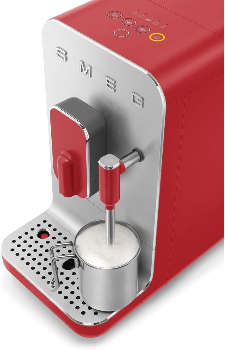 Smeg BCC02RDMUK Retro Bean to Cup Coffee Machine With Steam Wand - Red | Atlantic Electrics - 39478430302431 