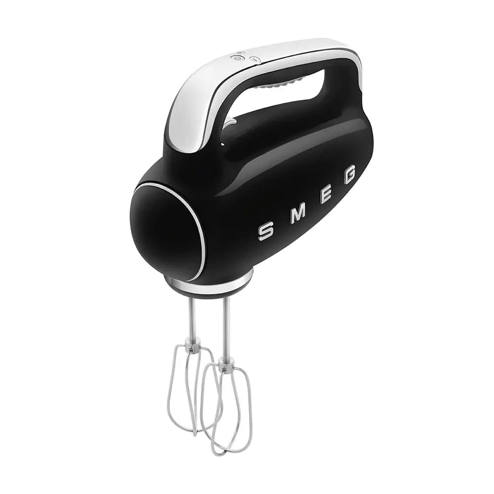 Smeg HMF01BLUK 50's Style Hand Mixer, 9 Speeds, 250W, 22cm Wide - Black | Atlantic Electrics - 39478436102367 